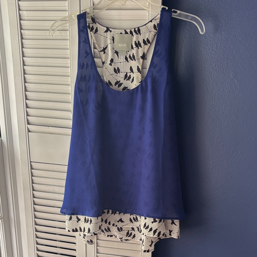 Maeve Blue and White Layered Tank Top
